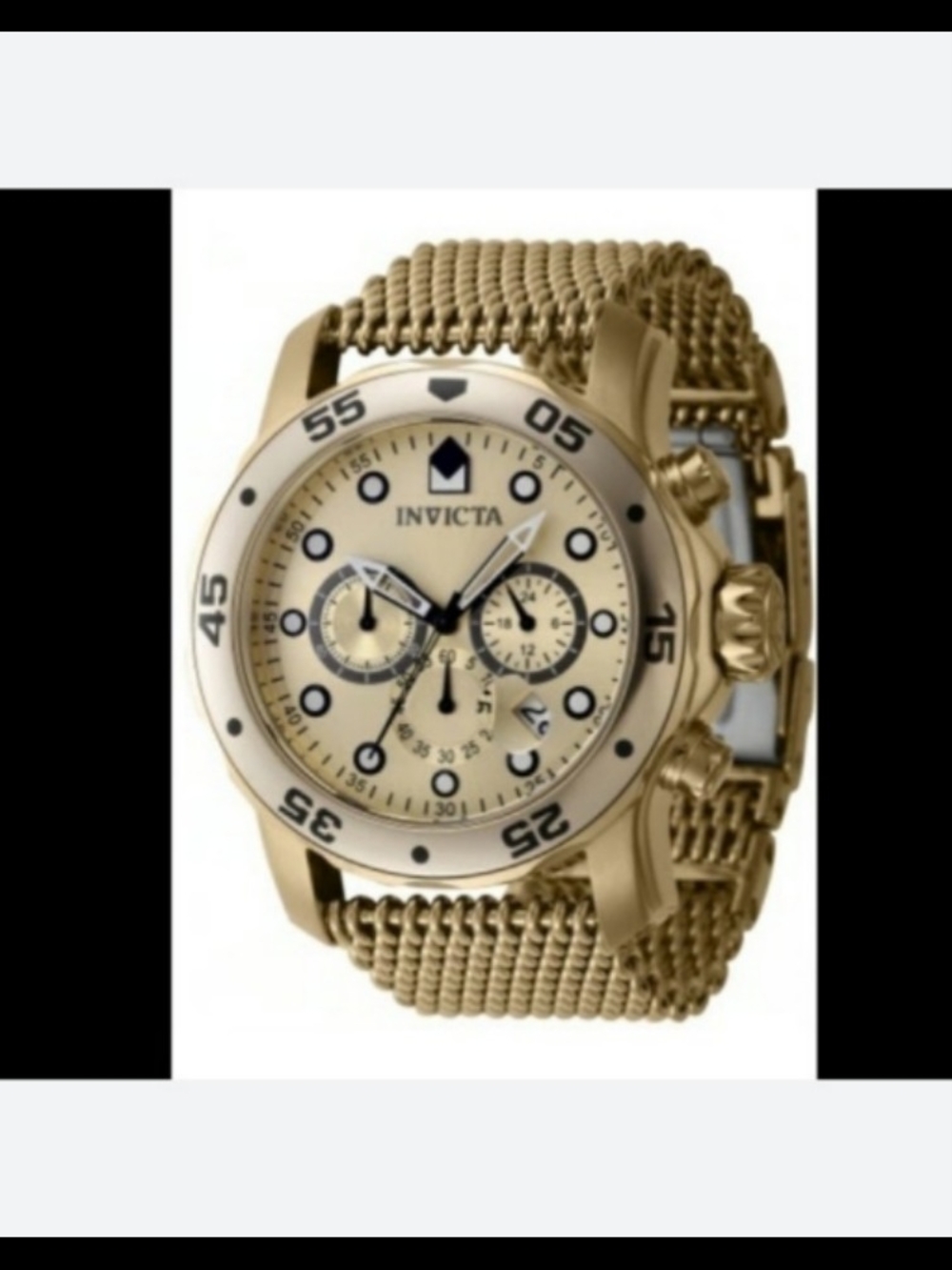 Invicta Gold Mesh Bracelet Chronograph Watch